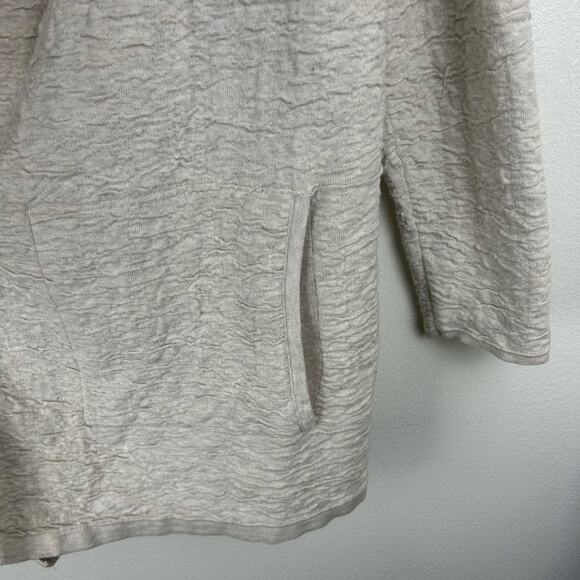 Pure Jill 100% Cotton Textured Knit Sweater Cardigan Size M Oversized Open Beige - Picture 5 of 7